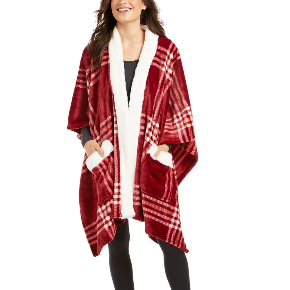 CHARTER CLUB Red Cozy Plush Wrap Throw 50